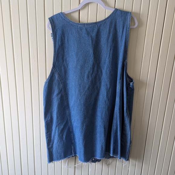 90s Vintage Distressed DenimButton Down Dress With Pockets Womens XL - Picture 3 of 5